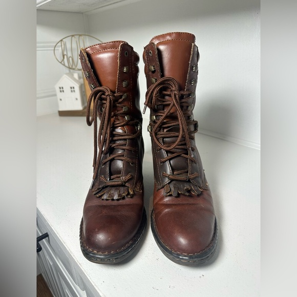 Double H Women’s 8.5M Brown Leather Lace-Up Western Boots Moto Kitlie Style - Picture 2 of 9